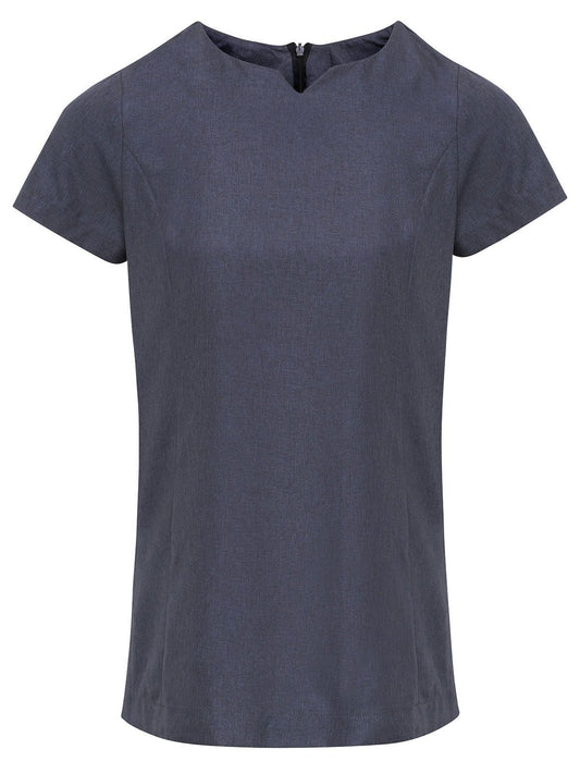 Viola Linen Look Cut Neck Beauty Tunic Premier Black Heather