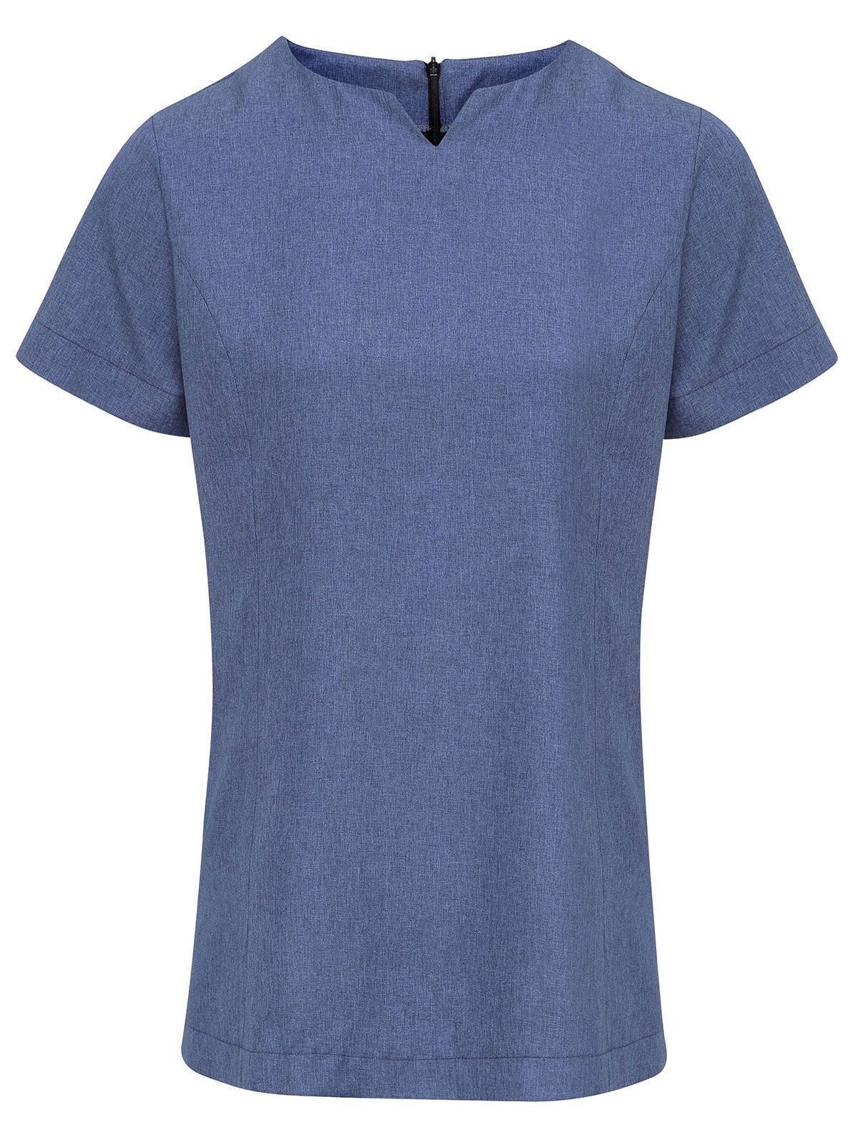 Viola Linen Look Cut Neck Beauty Tunic Premier Blue Heather