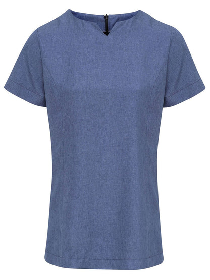 Viola Linen Look Cut Neck Beauty Tunic Premier Blue Heather
