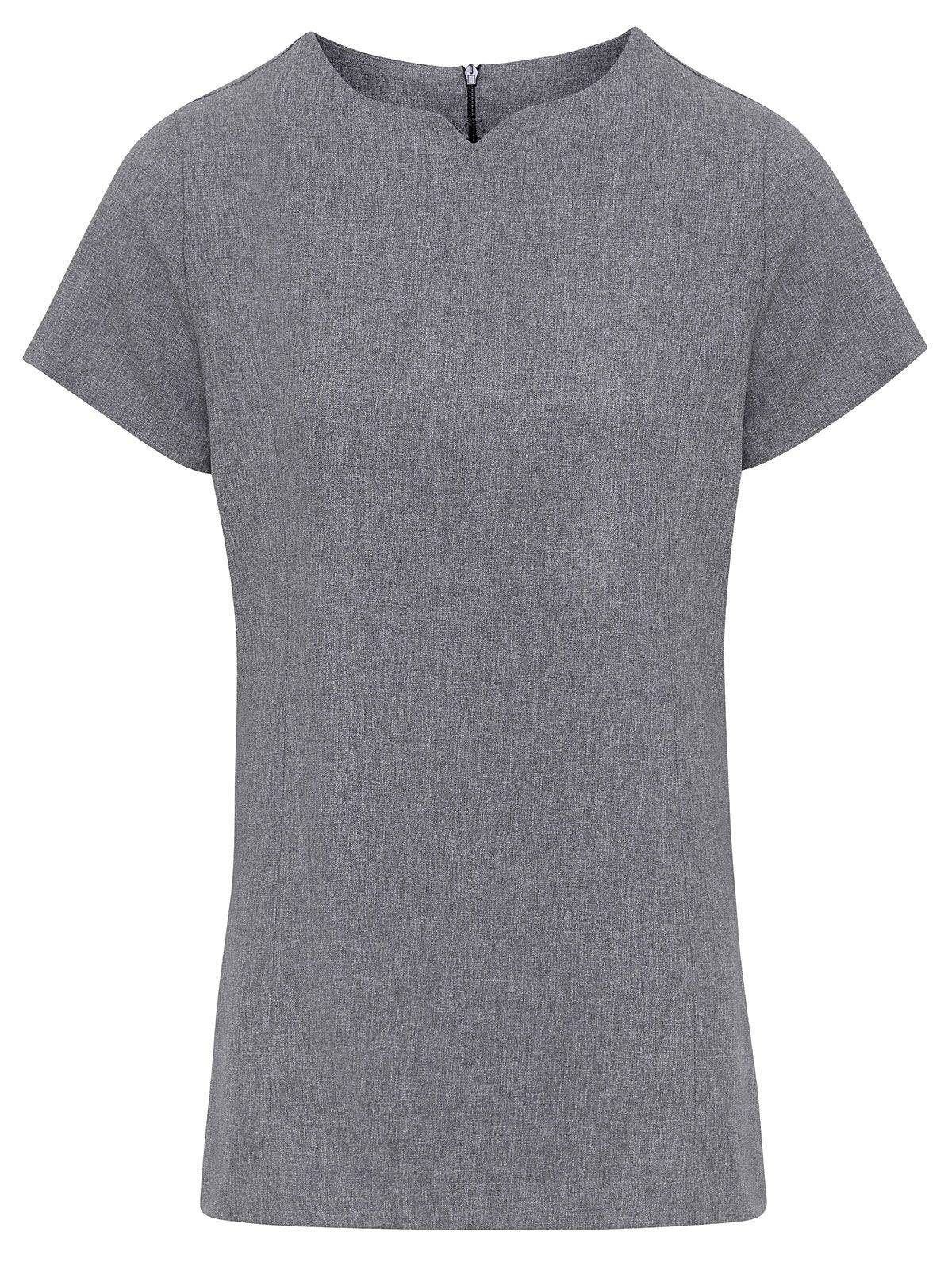 Viola Linen Look Cut Neck Beauty Tunic Premier Grey Heather