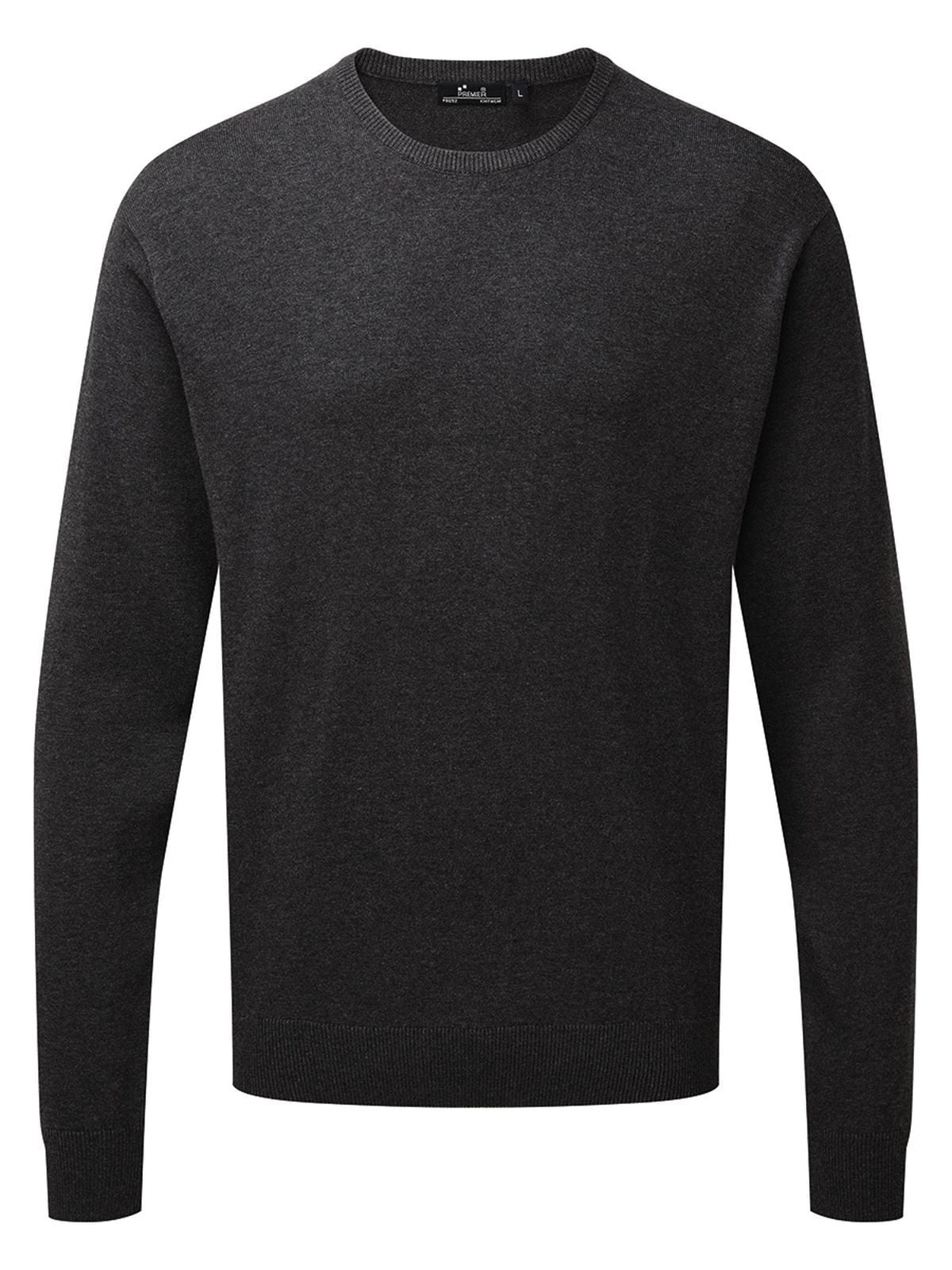 Men's Crew Neck Cotton Rich Knitted Sweater Premier Charcoal