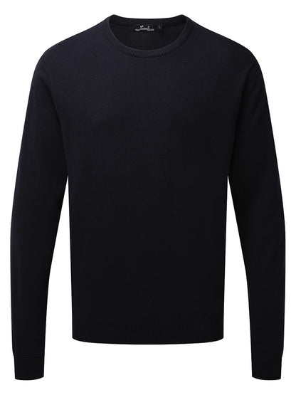 Men's Crew Neck Cotton Rich Knitted Sweater Premier Navy