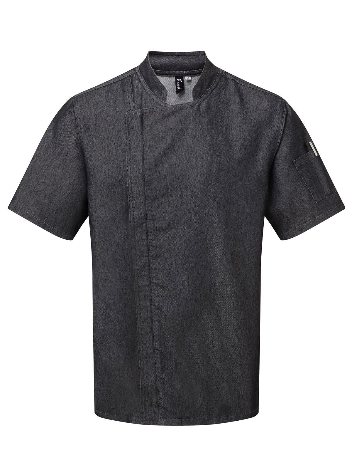 Chef's Zip-Close Short Sleeve Jacket Premier Black Denim