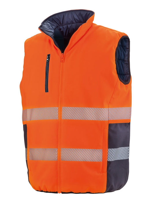 Reversible Soft Padded Safety Gilet Result Fluorescent Orange/Navy