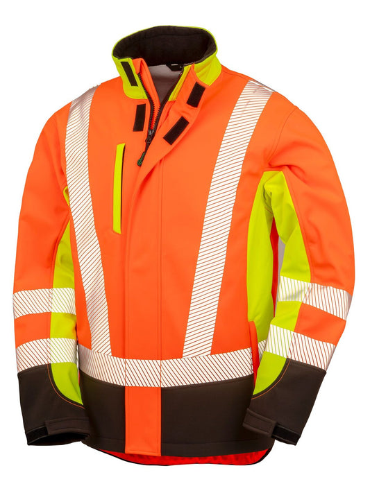 Recycled 3-layer printable safety softshell Result Fluo Yellow/Orange/Black