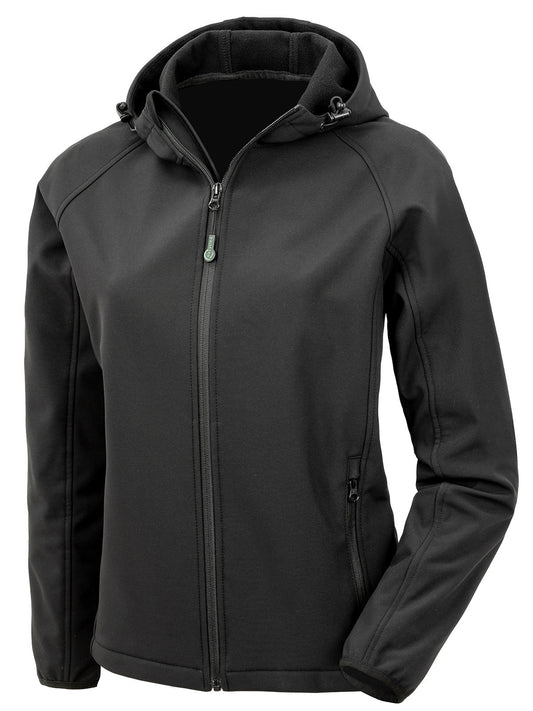 Recycled 3-layer printable womens hooded softshell Result Black