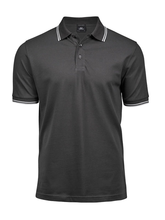 Luxury Stripe Stretch Polo Tee Jays Dark Grey/White