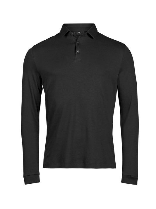 Pima Cotton Long Sleeve Polo Tee Jays Black