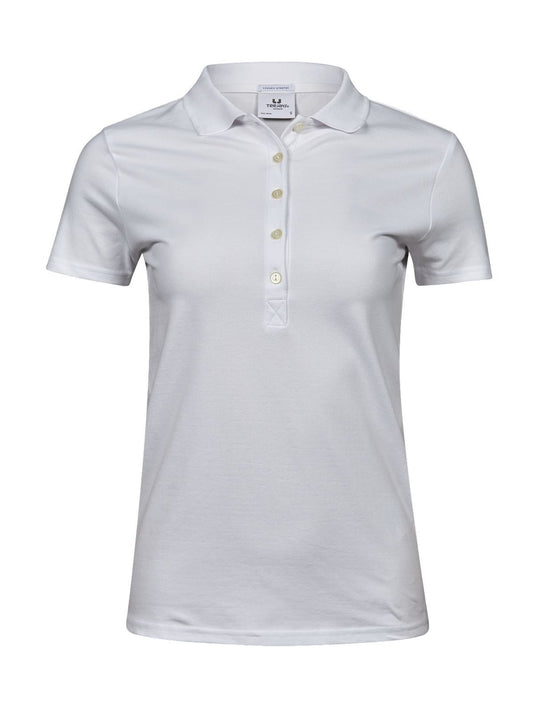 Ladiess Luxury Stretch Polo Tee Jays White