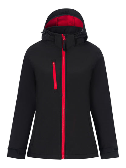 Women’s Venturer 3-Layer Hooded Printable Softshell Jacket Regatta Professional Black/Classic Red
