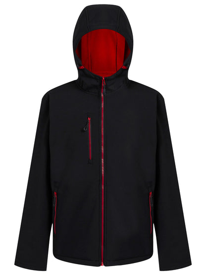 Navigate 2-Layer Hooded Softshell Jacket Regatta Professional Black/Classic Red
