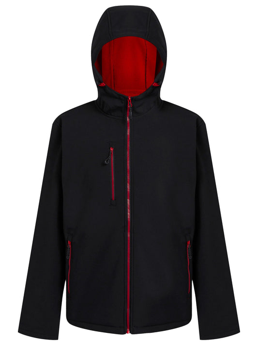 Navigate 2-Layer Hooded Softshell Jacket Regatta Professional Black/Classic Red