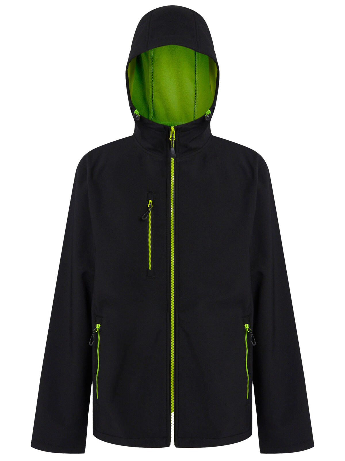 Navigate 2-Layer Hooded Softshell Jacket Regatta Professional Black/Lime Green