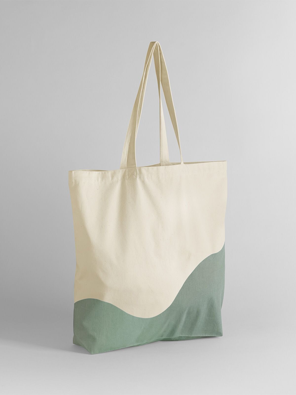 Organic Cotton Wave Print Maxi Tote Westford Mill Natural/Dusty Green