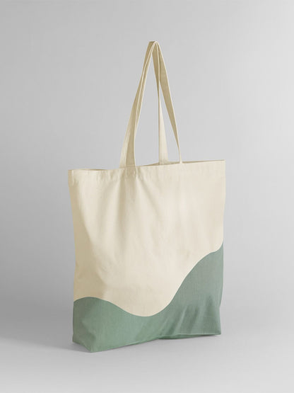 Organic Cotton Wave Print Maxi Tote Westford Mill Natural/Dusty Green