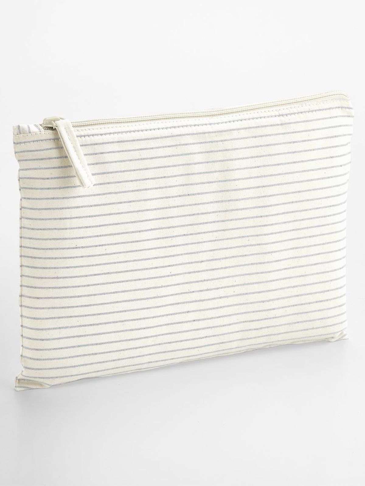 Striped Organic Cotton Accessory Pouch Westford Mill Grey Stripe