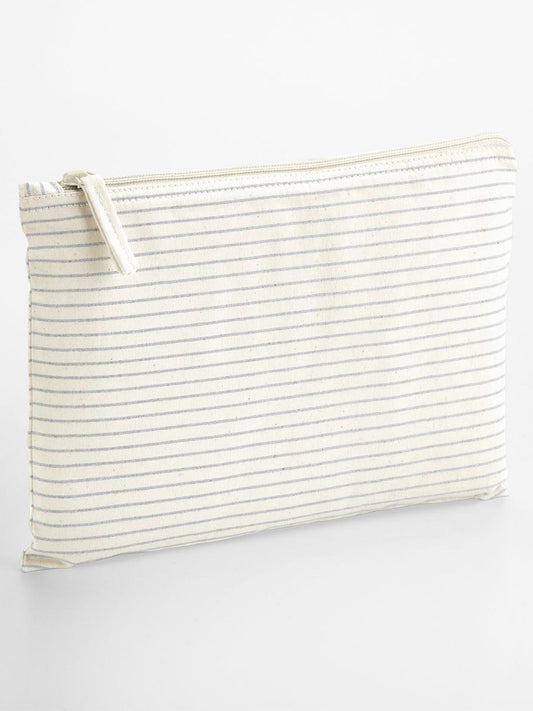 Striped Organic Cotton Accessory Pouch Westford Mill Grey Stripe