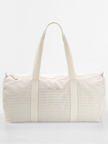 Striped Organic Cotton Barrel Bag Westford Mill Grey Stripe