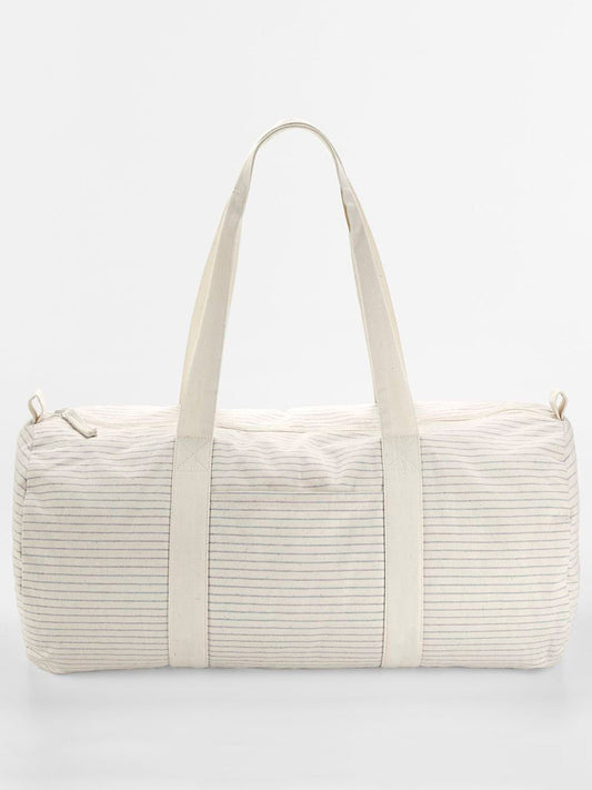 Striped Organic Cotton Barrel Bag Westford Mill Grey Stripe
