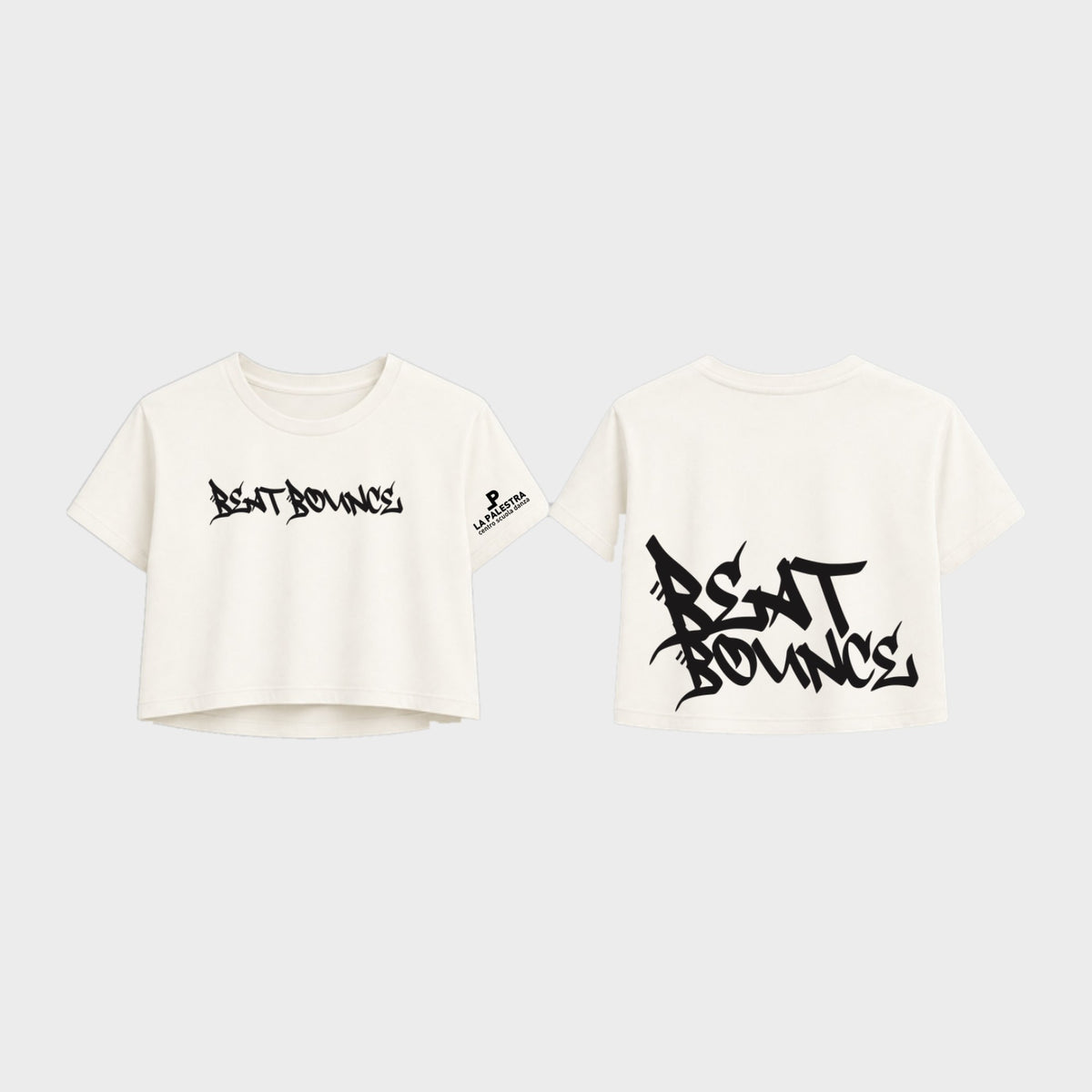 T-shirt crop panna fronte e retro