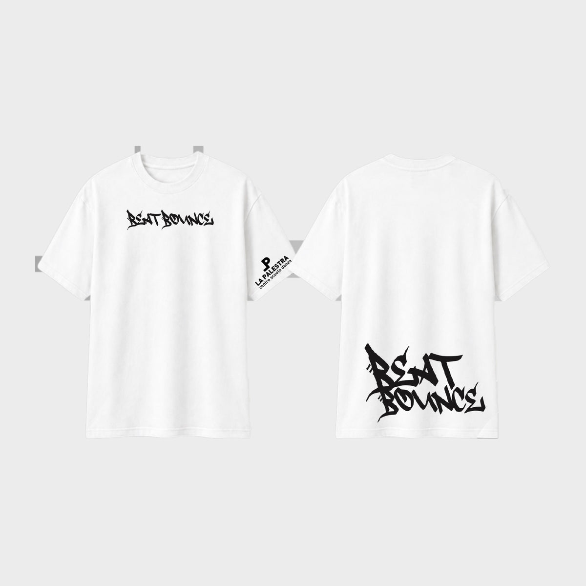 T-shirt oversize bianca fronte e retro